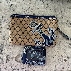 Vera Bradley anchor wristlet and matching fabric wallet bundle